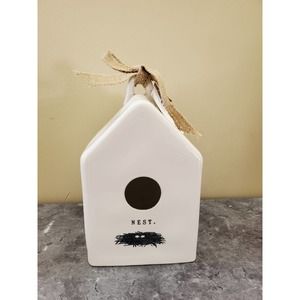 Rae Dunn Nest Embossed Ceramic Birdhouse decor 8.5" tall
